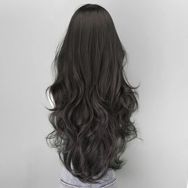 Peluca rizada ondulada, viento natural esponjoso, cubierta de cabello transpirable de seda de alta temperatura, cabello natural para fiesta de juegos de rol,