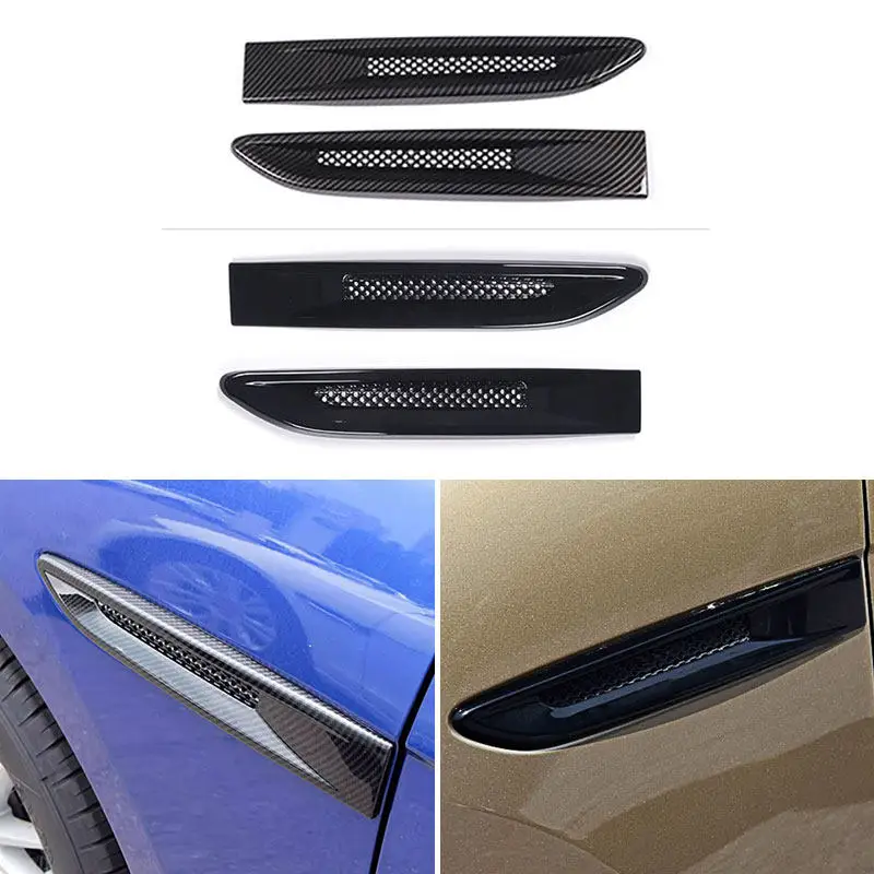 For Jaguar XF XFL XE F-Pace F pace X761 2016 2017 Car Accessories Side Air Outlet Fender Trim ABS Carbon Texture / Glossy Black 