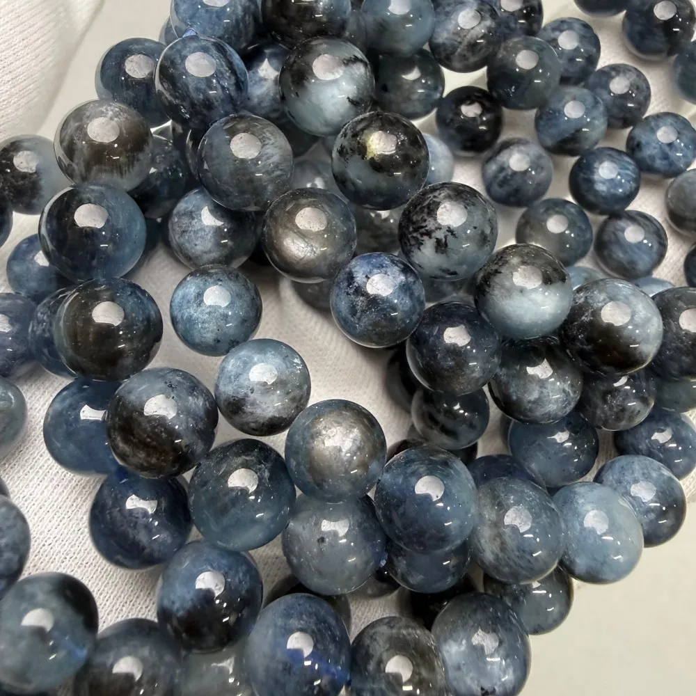 Meihan Natural TOP Black Explosion Flash Aquamarin-Armband mit runden Perlen für die Herstellung von edlem Schmuck als Geschenk – Detail 5