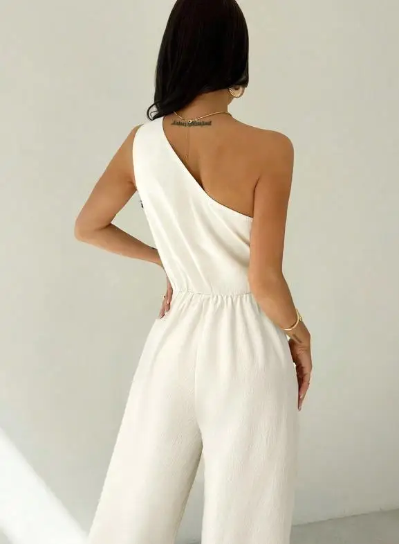 2025 Herbstmode, schulterfreier Overall, ärmellos, schräger Schulter-Overall für Damen