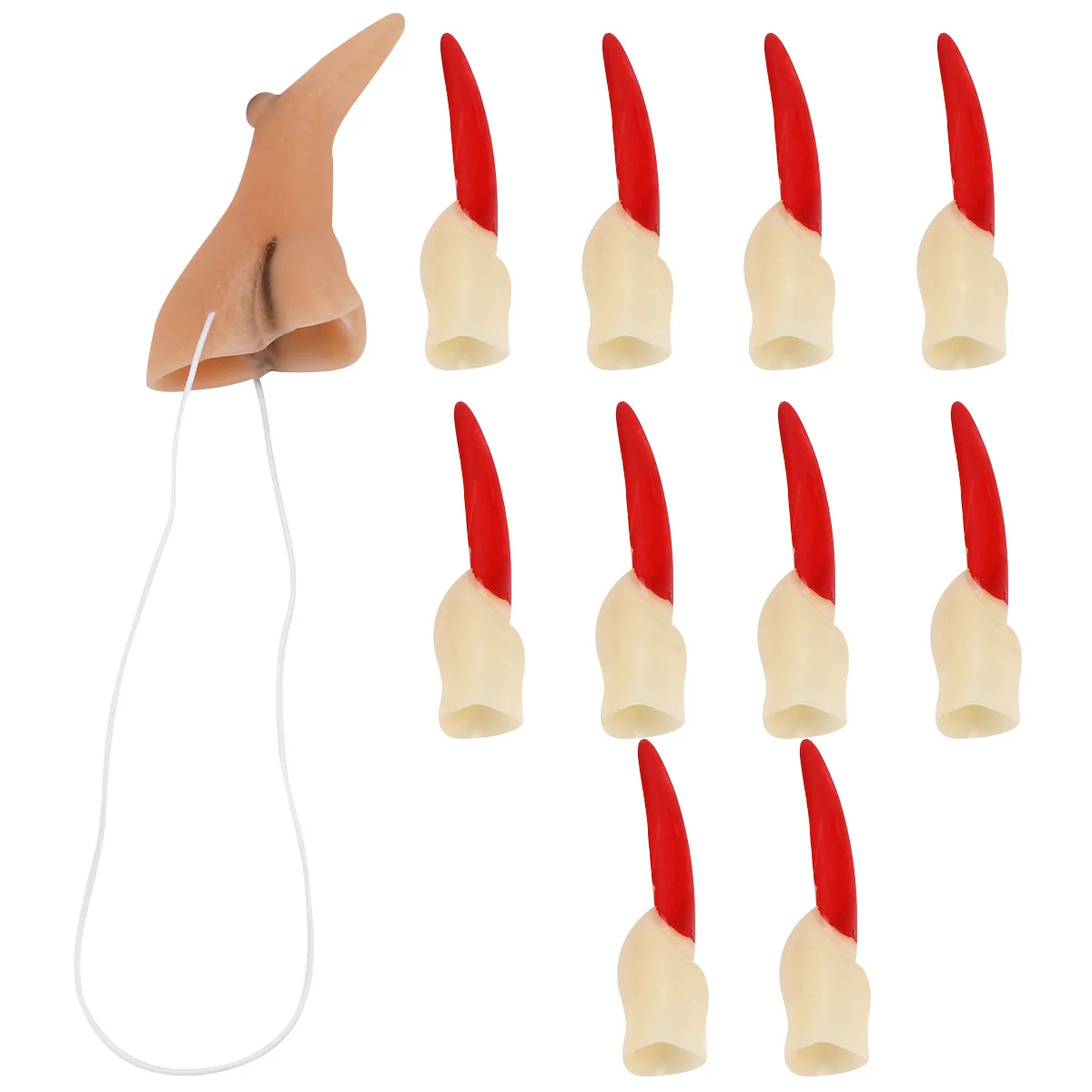 11 قطعة الرعب غيبوبة الساحرة أصابع الأظافر وهمية هالوين تأثيري حفلة تنكرية الدعائم مخيف غطاء الاصبع غطاء الأظافر غيبوبة