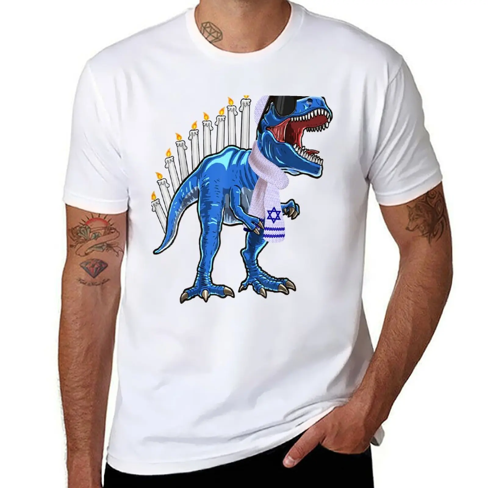 

Menorasaurus Rex Shirt T Rex Dinosaur Hanukkah Gift for Boys T-Shirt anime tshirt T-Shirt
