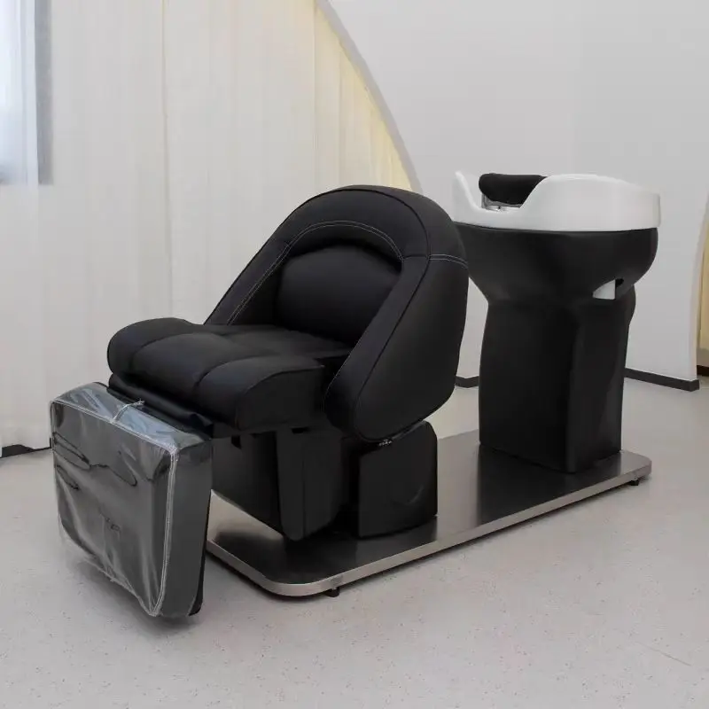 Sillón Lavacabezas Eléctrico Ajustable de Fábrica para Salones de Belleza y Barberías, Cómoda Cama Giratoria para Lavado de Cabello