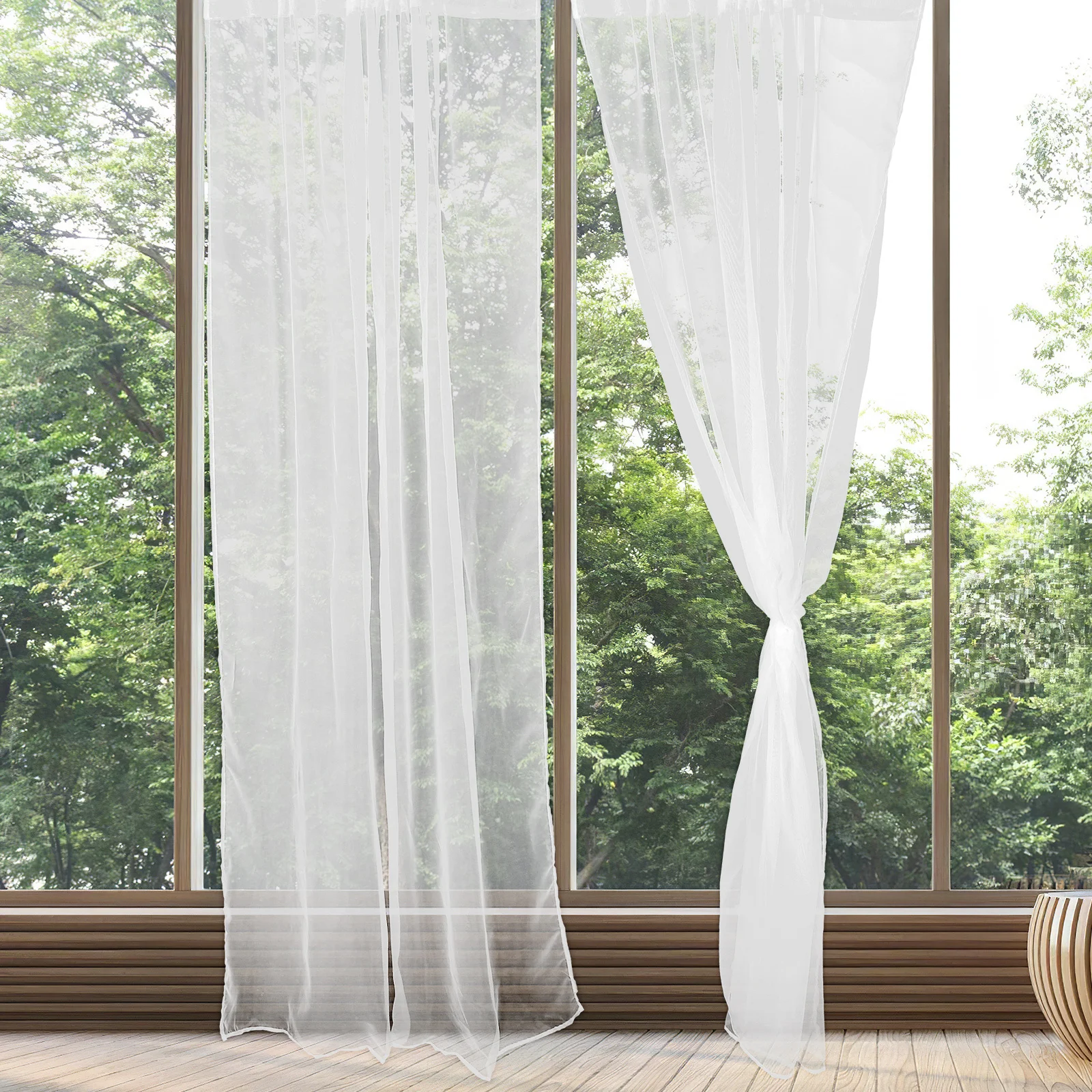 2 stuks lichtfilterende vitrages wit gaas raamgordijnen voor woonkamer slaapkamer keuken boerderij rustieke stijl polyester