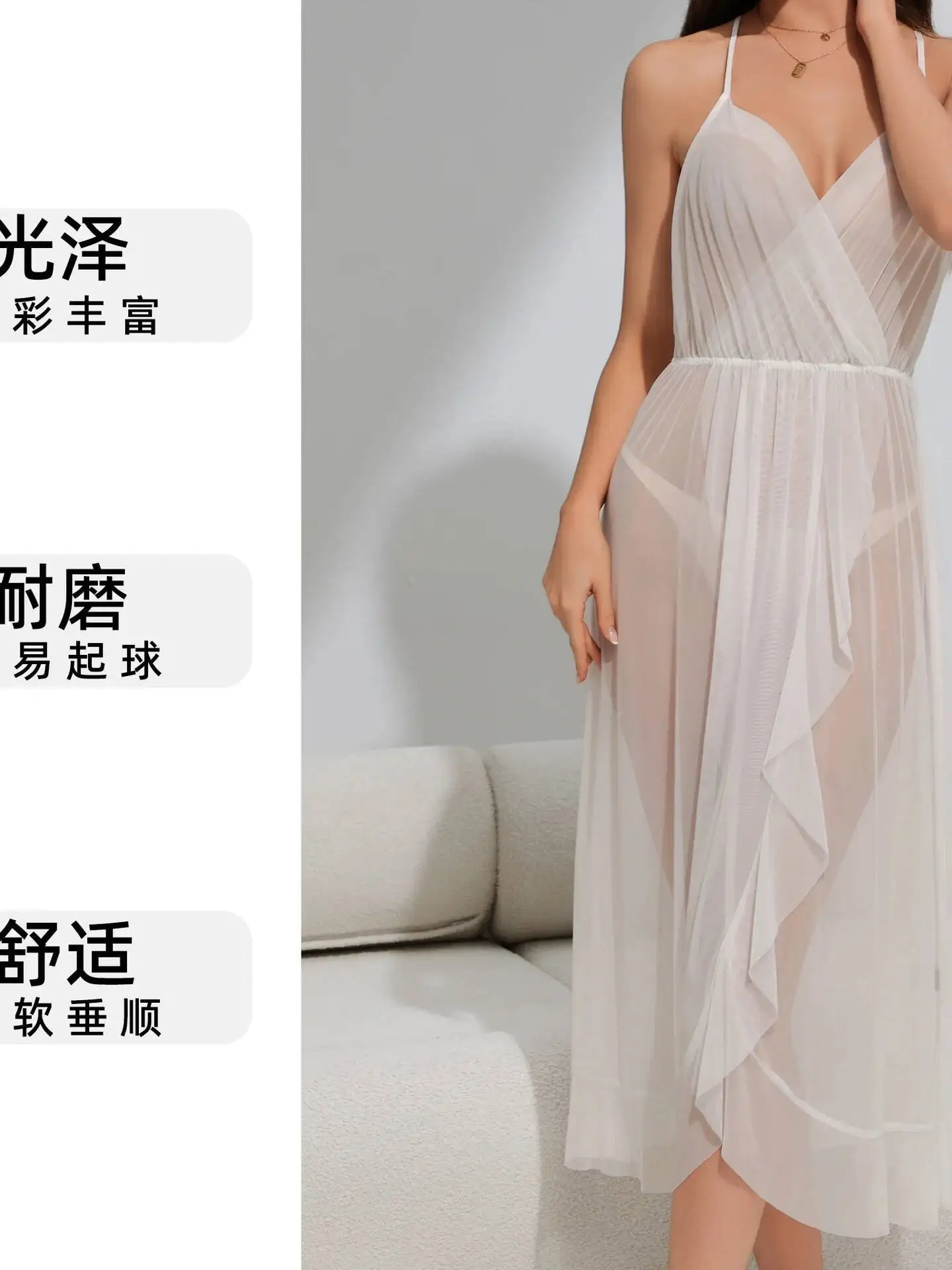 Malha sexy camisola para mulheres verão rendas com decote em v alça longa camisola homewear vestido transparente para mulher casaul elegante gj1r