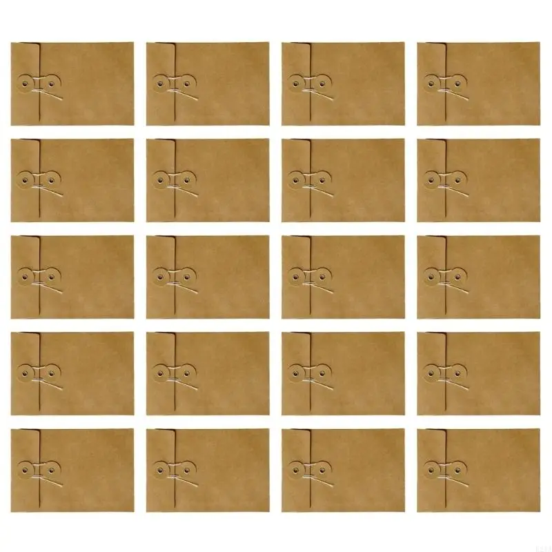 20pcs/conjunto papel envelope papel vintage envelope bolso com botão fechamento string