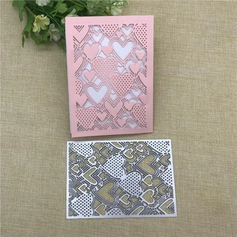 Troqueles de corte de Metal de tarjeta de corazón, tarjetas de papel de álbum de recortes, manualidades decorativas, troqueles de repujado