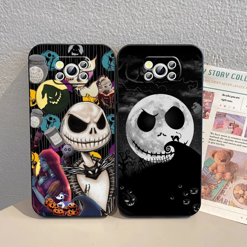 Disney Jack Skellington Anime For Xiaomi Mi Poco F5 F4 F3 X6 X5 X4 X3 M6 M5 M5S M4 M3 C65 Pro GT NFC 5G Black Soft Phone Case