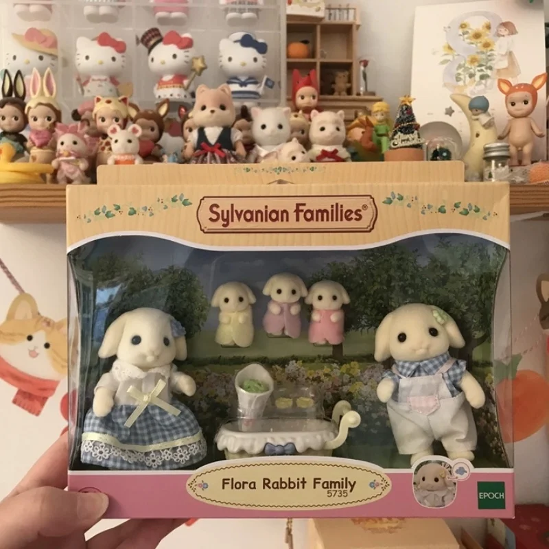 Echte Sylvanian Families beflockte Puppe Sylvanian Actionfigur Mädchen Spielhaus mit Beflockung Puppenset Spielzeug Geburtstagsgeschenk