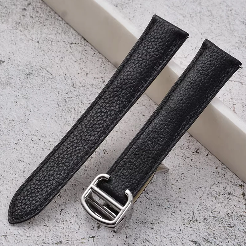 Accesorios de piel de vaca de primera calidad para relojes Cartier Tank Must London Solo, correa de acero inoxidable sólido con hebilla de 16, 17, 20, 22 y 23 mm
