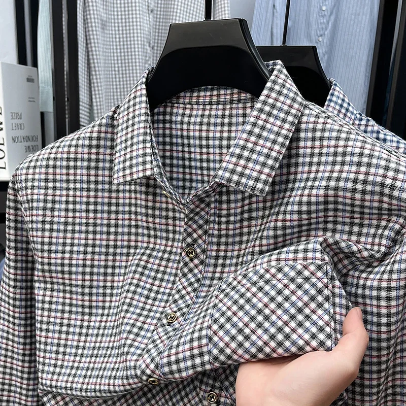 

Mens Plaid Pattern Long Sleeve Button Down Shirts Casual Tops Breathable Lightweight with Chest Pocket for Men