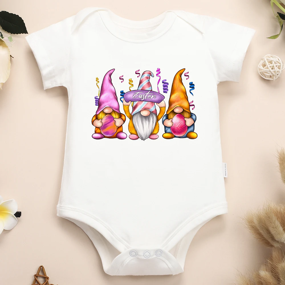 

Newborn First Easter Baby Onesies Gnomes Print Cartoon Cute Festival Vibe Toddler Girl Boy Jumpsuit Fashion Urban Streetwear