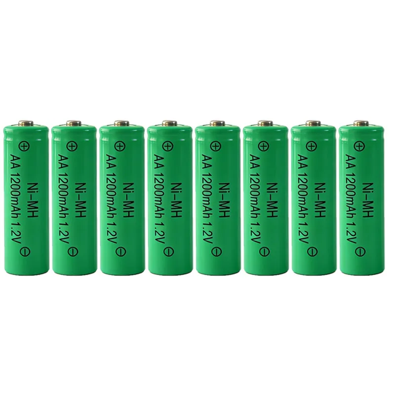 100% original capacity 1200mAh AA NiMH rechargeable battery green 1.2V for LED lights flashlight solar lights remote control