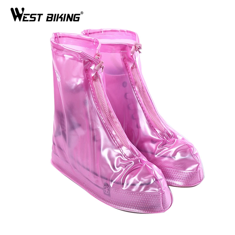 WEST BIKING Cycling Shoes Cover Rainproof Bike Overshoes Walk Cycling Zippered Shoe Cover Waterproof Thicken Bicycle Overshoes