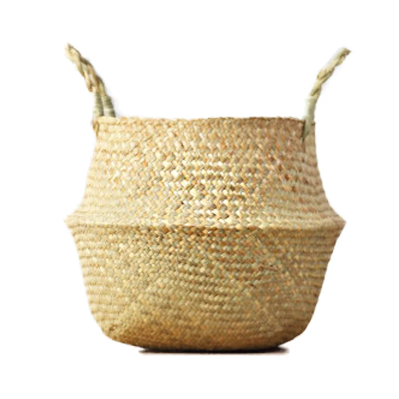 Seagrass Wicker Basket Work Rattan Basket Hanging Planting Flower Pot Storage Laundry Basket Household Organizer Garden Planters