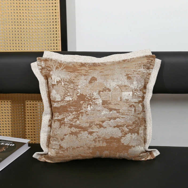 

Fashionable light luxury living room sofa cushion cover, jacquard pillowcase, office button-decorated lumbar pillow cover