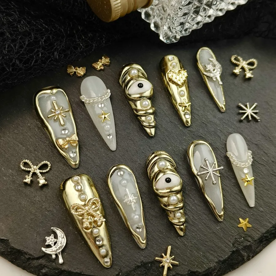 

Halloween nails, 10pcs hand-made armor, press On Nails, European and American style nail patch,stick - on nails,artificial nails
