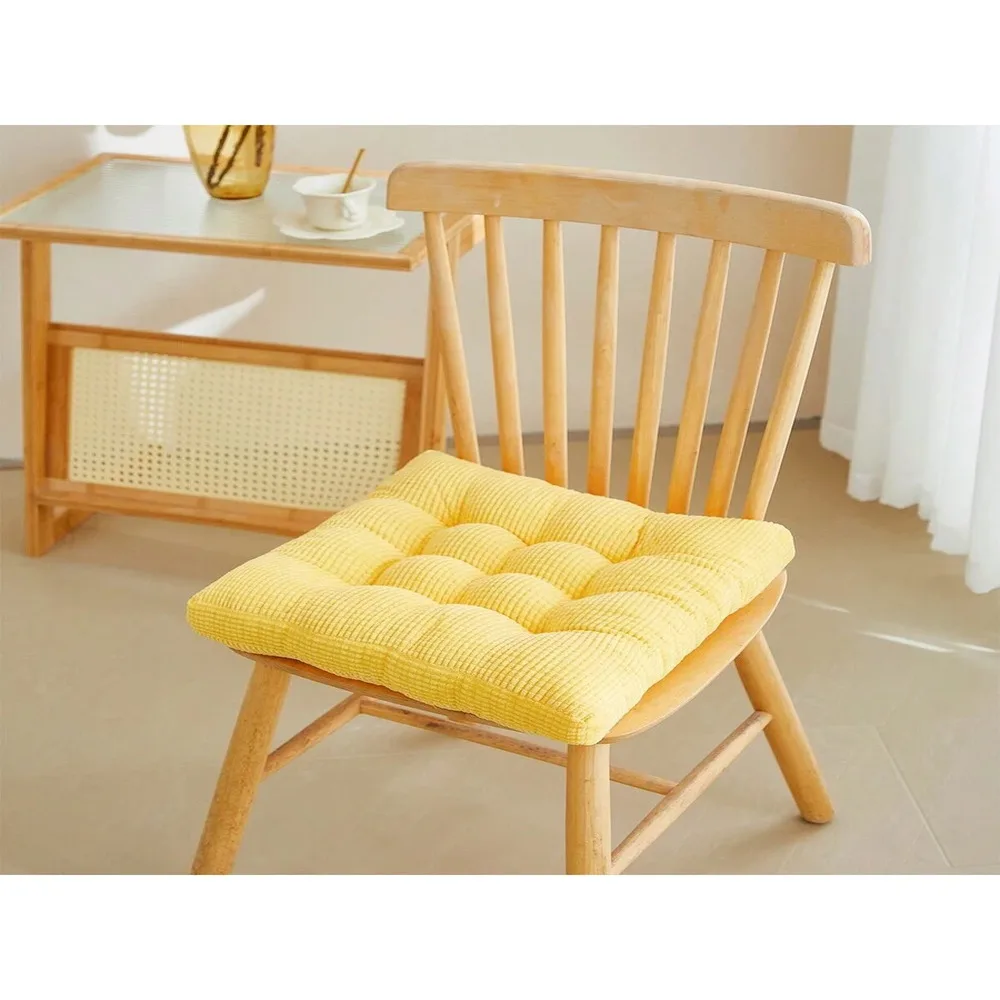 Soft Thick Dandelion Corduroy Seat Cushion Set 2pcs Round Square Skin-Friendly Pad For Home Office Dining Chairs #1
