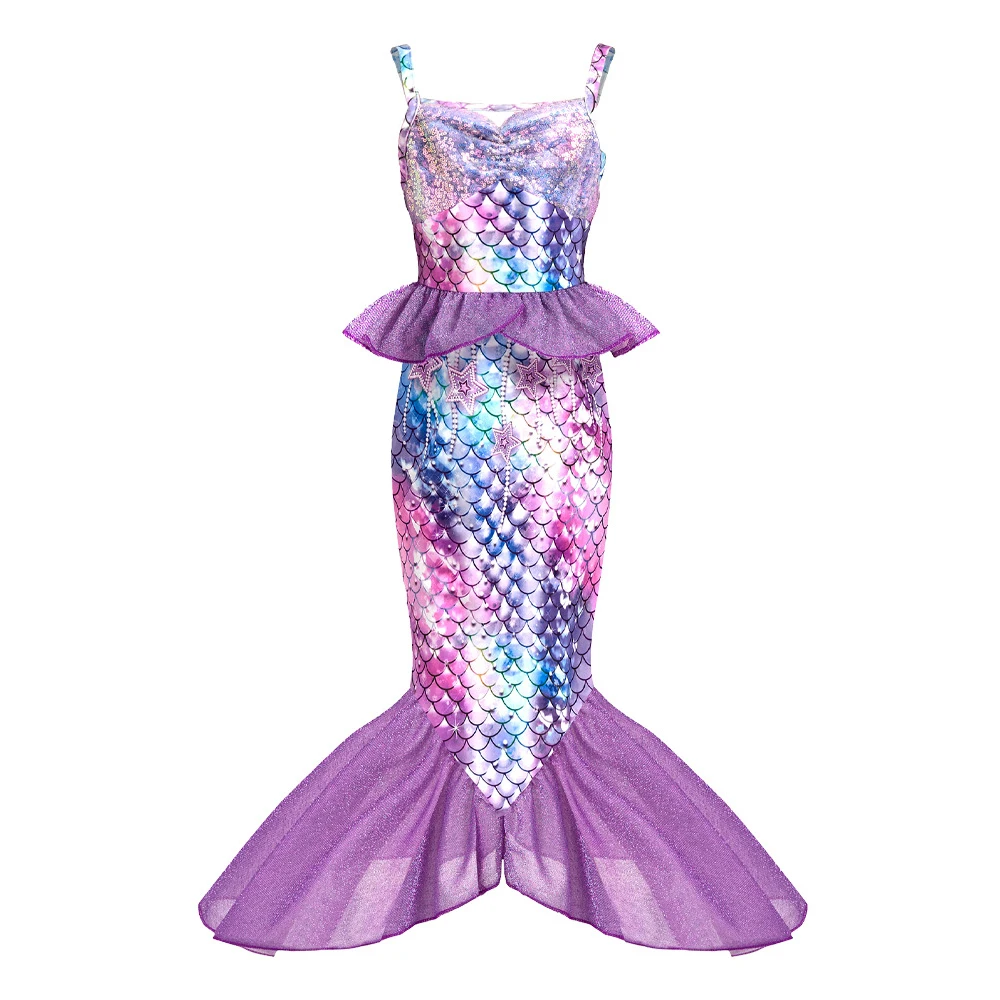 2025 Prinses Ariel Cosplay Jurk voor Meisjes Zeemeermin Carnaval Halloween Party Kostuum Verjaardag Baljurk Fantasie Verschijnen