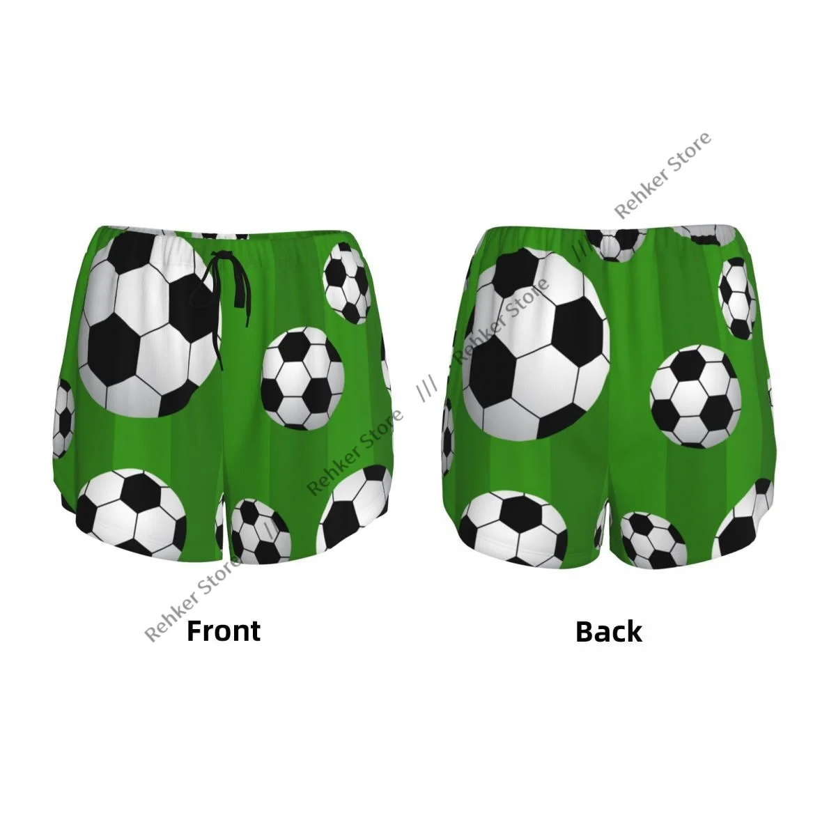 Women's Athletic Shorts Soccer Ball Pattern Running Yoga Fitness Quick-Dry Badminton Training With Pocket