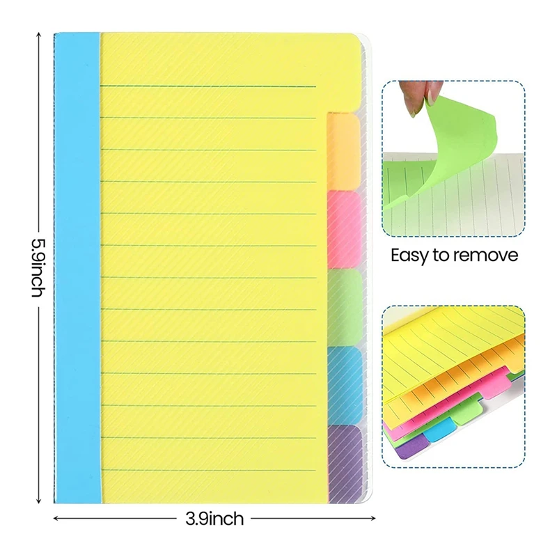 10Pcs 5.9X3.9 Inch Lined Sticky Notes For Study Notes Works School Office Supplies
