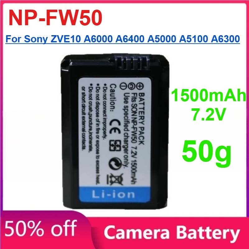

2000mAh NP-FW50 Camera Battery for Sony ZVE10 A6000 A6400 A5000 A5100 A6300 Compatible With NEX-7 NEX-5N NEX-F3SLT-A37 NEX5R