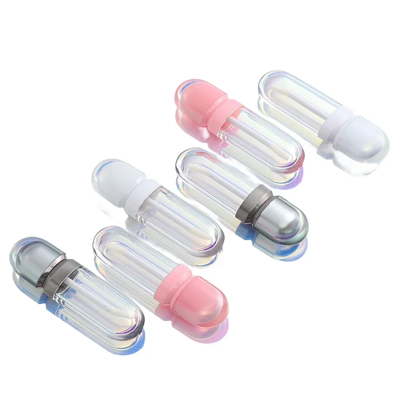 50pcs/lot 6.5ml Clear Lipgloss Tube Big brush Cosmetic Lip Gloss Flat Packaging Container Balm Soft Makeup Tool Glaze