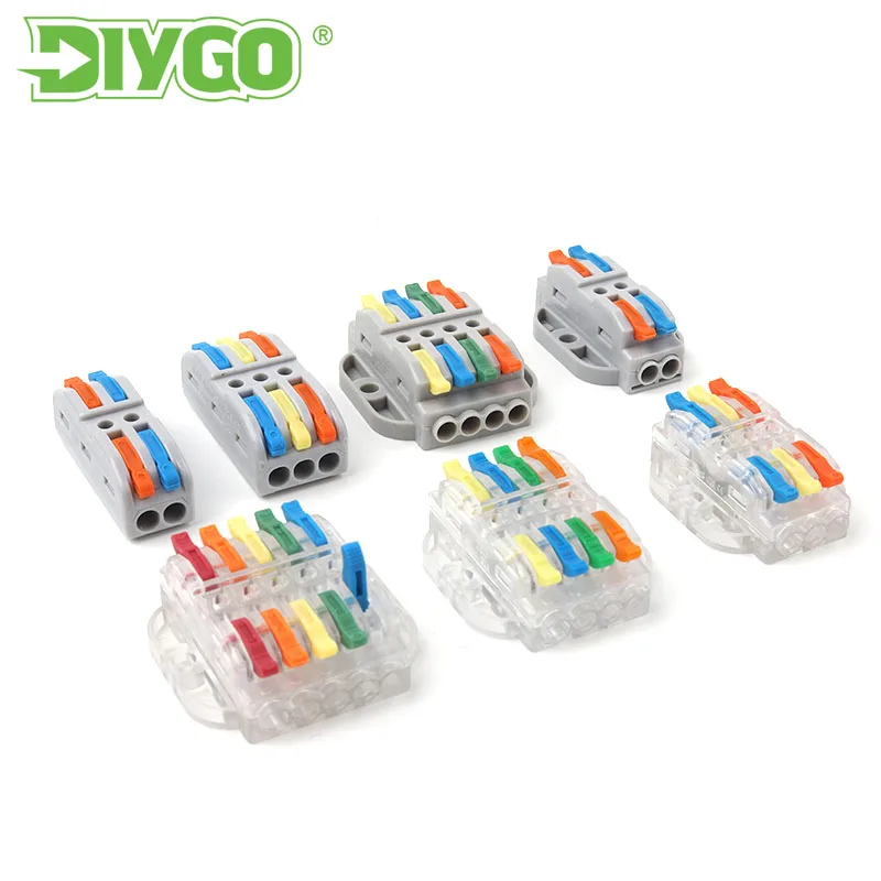 5pcs Mini Push-in Lever Terminal Block With Fixing hole Quick Wire Connectors Universal Compact Splicing Wiring Cable Connection