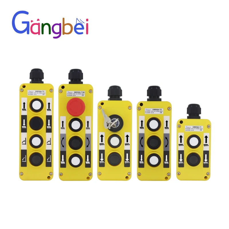 GBDQA-T1 T2 T3 2Y Waterproof Emergency Stop Button Switch Key Operated Safety Control Panel Two/Three/Four Buttons for Gangbei