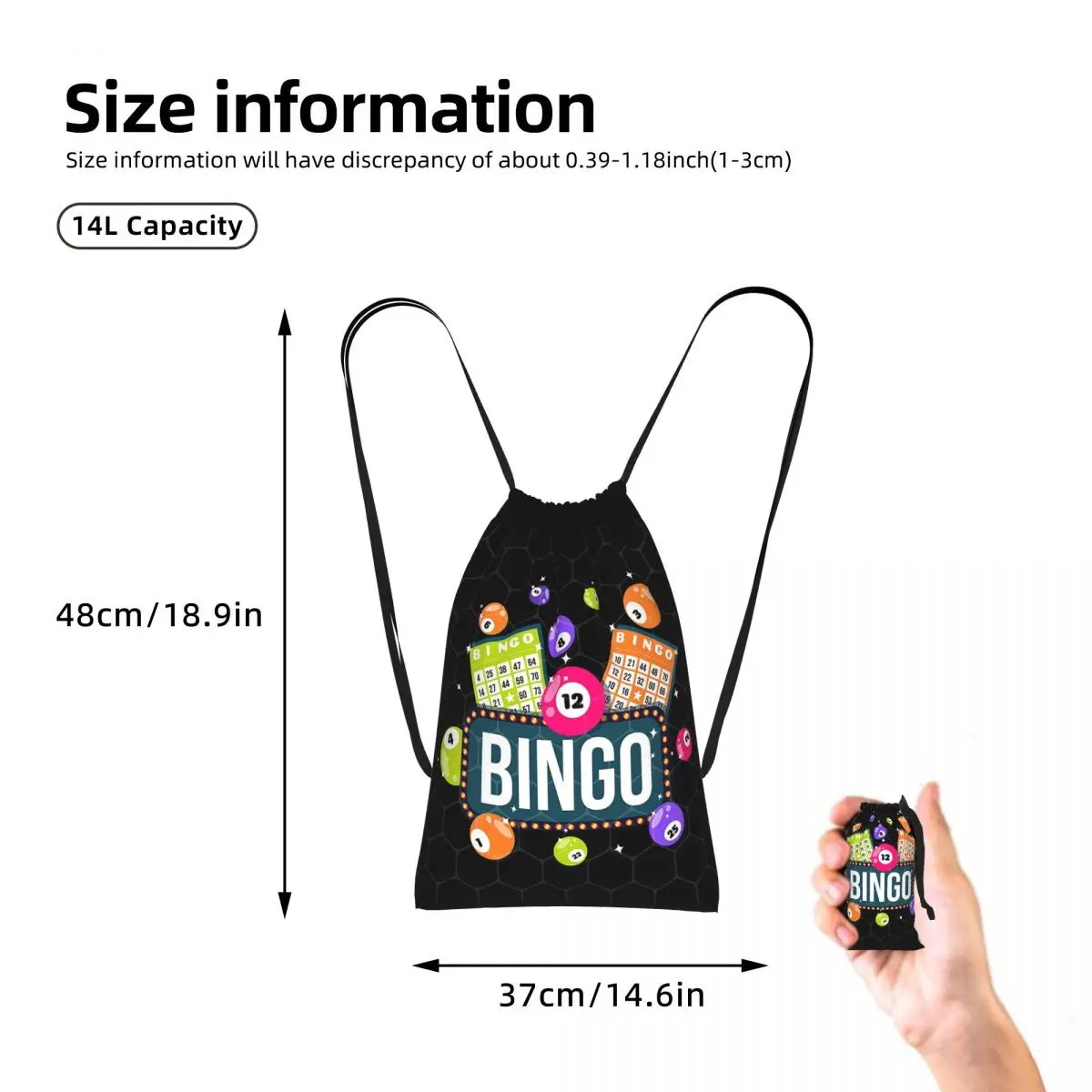 Come For Bingo Game Drawstring Backpack Sports Gym Bag Lightweight Foldable Storage Drawstring Bag for Men Women