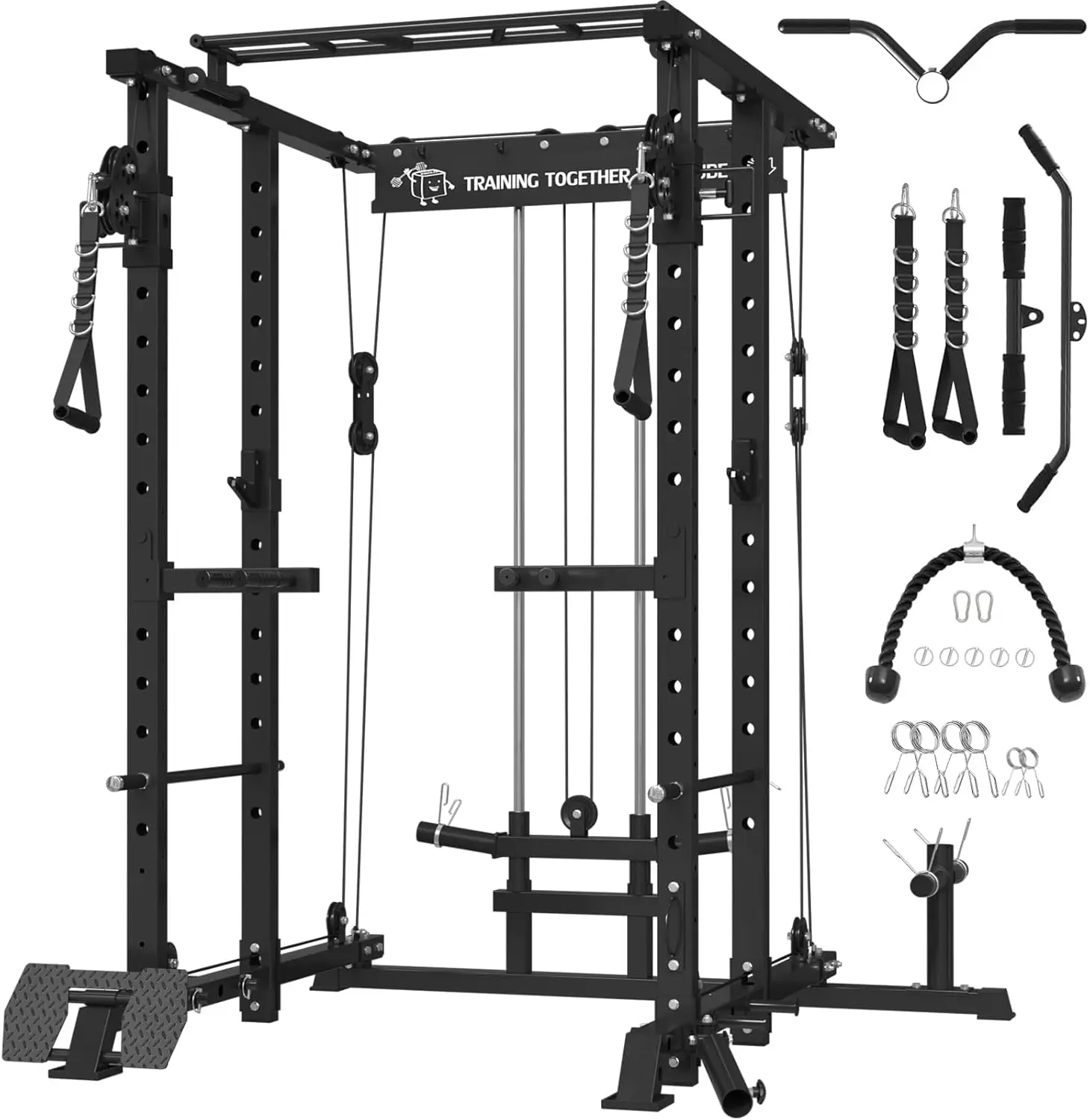 

Mikolo Power Cage, Power Rack with Cable Crossover System, 1500LBS Squat Rack with Lat Pull Down System, Workout Cage with