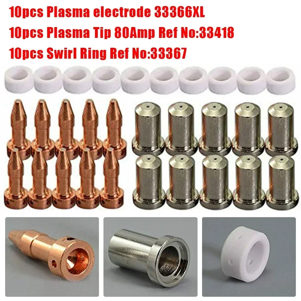 PT-23/27 Plasma Cutter Consumables Electrode 33366XL Tip Nozzles 80A 33418 Ring 33367 Plasma Cutting Machine Consumable