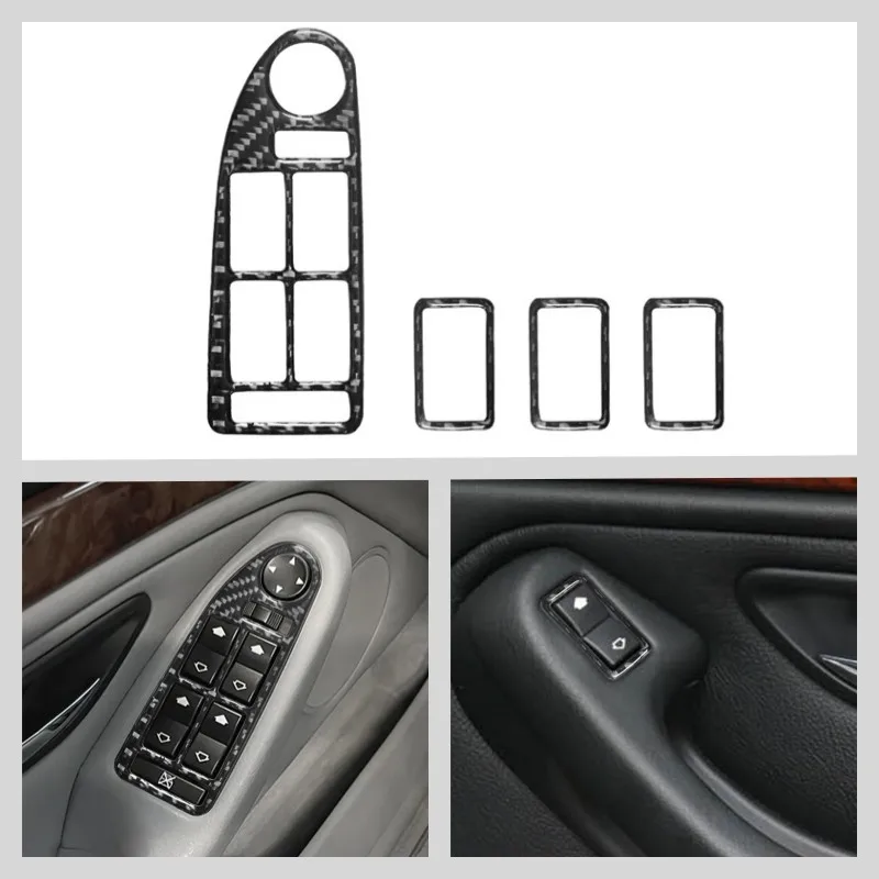 

Carbon Fiber Sticker Car Window Glass Lift Switch Button Control Panel Frame Cover Trim For BMW 5 Series 1998-2003 Accessories