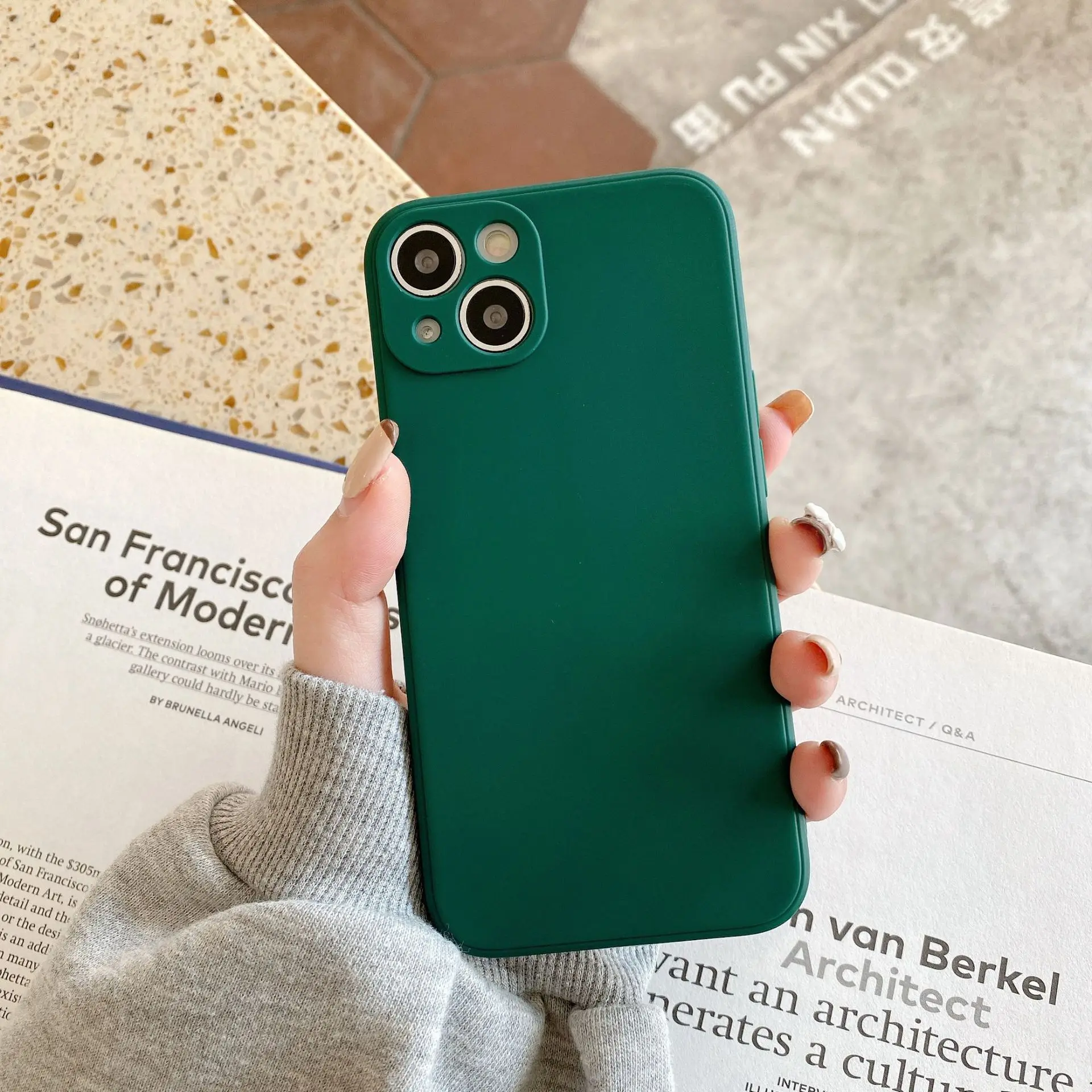 For Apple Iphone 15 Cube Straight Edge Imitation Liquid Silicone Phone Case For Iphone14 Anti-fall Protective Cover