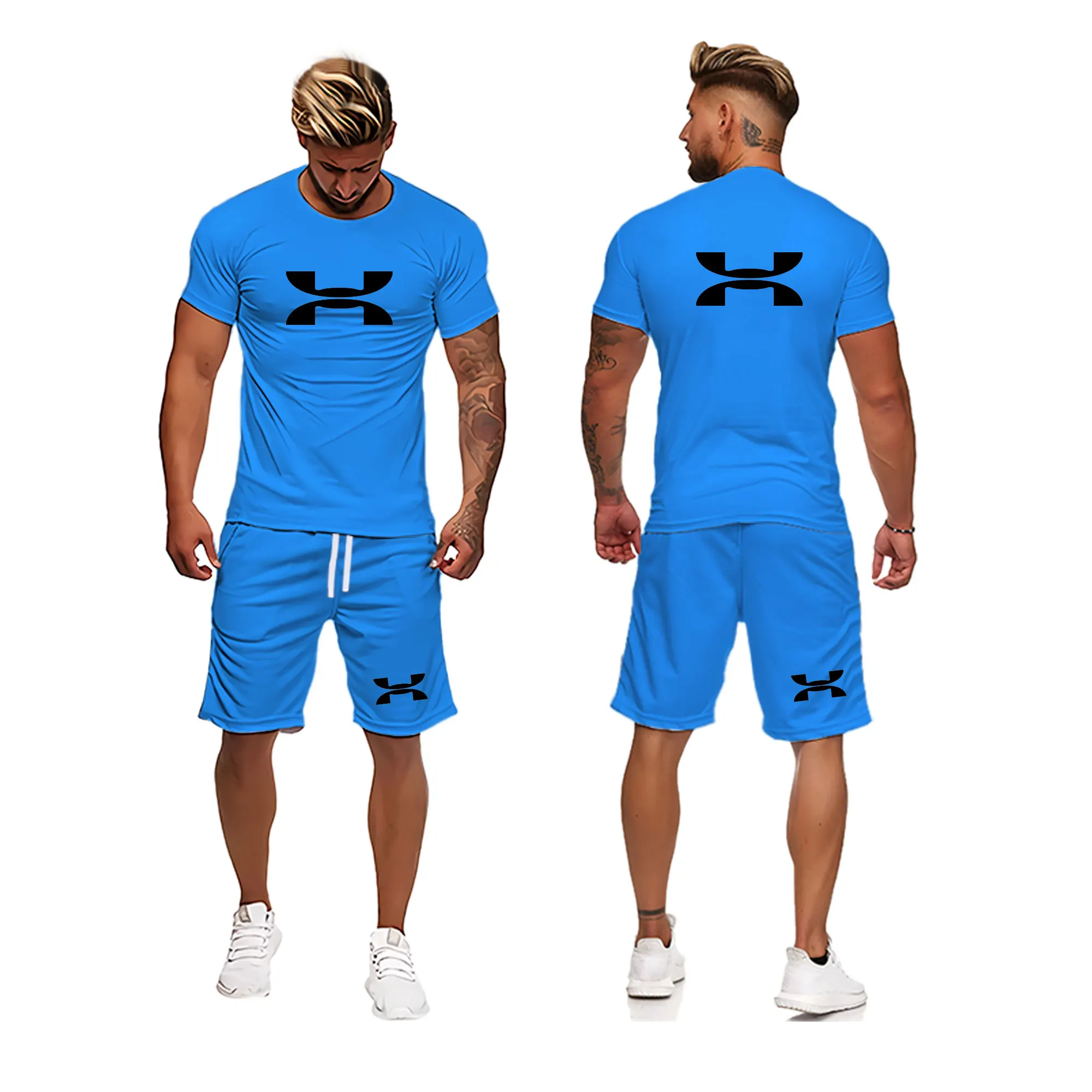 Men Short Sleeve Two Pieces Set Summer Men's Sets Print Tracksuit Streetwear 2022 Casual Mens Short Set T-Shirt Shorts Clothing