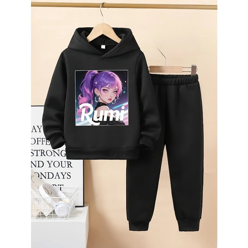 Мода 2025 года KPOP, корейская волна, аниме, милая крутая девушка, узор, толстовка с 3D принтом, брюки, спортивный комплект из 2 предметов для отдыха на открытом воздухе
