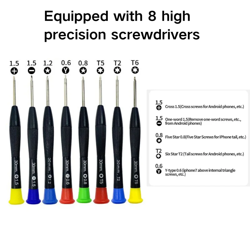 Kit de Herramientas de Reparación para Teléfono y Laptop 25 en 1 con Destornillador de Precisión, Palancas y Ventosas para iPhone Samsung Xiaomi PC 2
