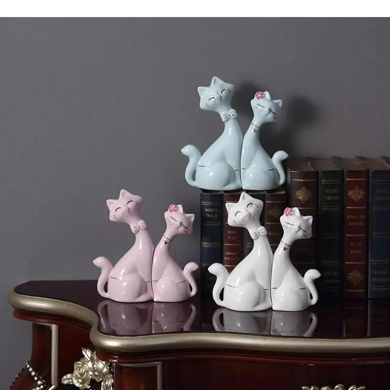 

Simulation Animal Sculpture Cartoon Statue Couples Ceramic Crafts Ornaments Home Decoration Children's Room