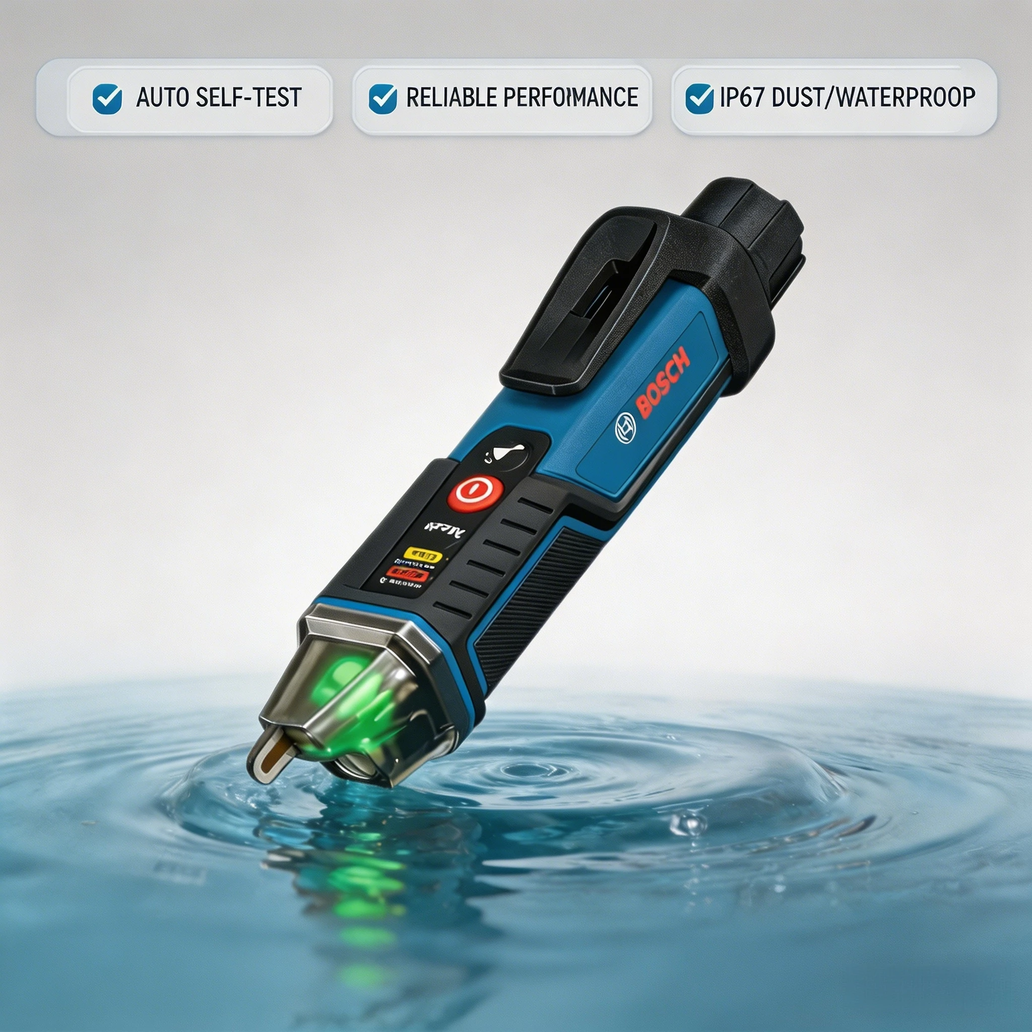 BOSCH GVD 1000-17 Professional Non-contact Voltage Tester Self-test IP67 Rating Dual Voltage for Electric Drill Working