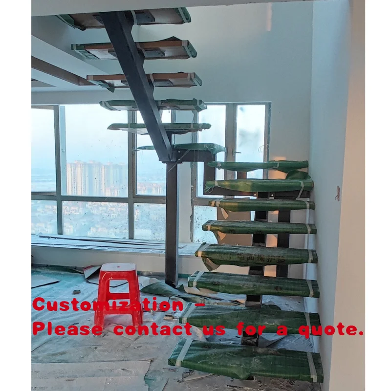 custom.Popular Staircase With Wooden Led Step Handrail Glass Railing Design Apartment Office Hotel Home Building Indoor Stair