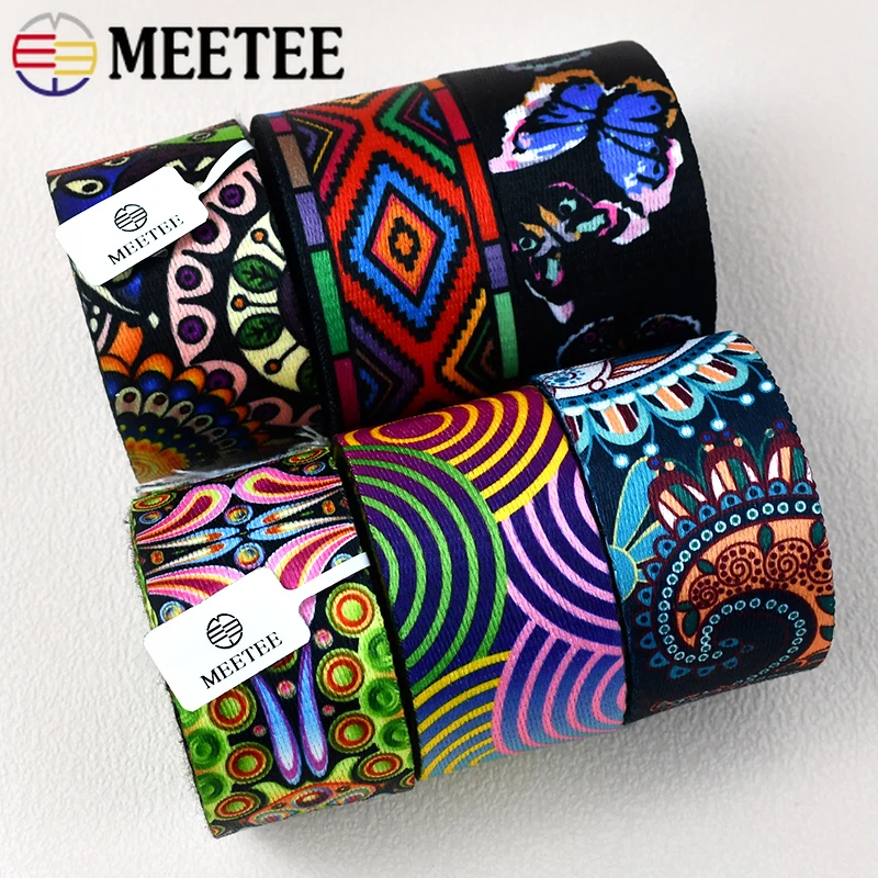 

3/5/10M 38mm Jacquard Nylon Webbing Straps Ethnic Shoulder Bag Strap Garment Decoration Bias Ribbon Band DIY Sewing Accessories