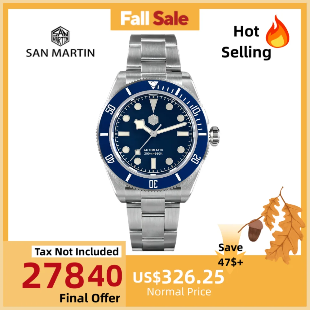 

San Martin 40mm Men Watch BB58 Retro Water Ghost Mechanical Diver Screw Bracelet Sapphire 20Bar Waterproof Luminous SN0008 V3