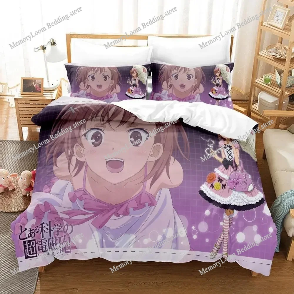 

Misaka Mikoto Bedding Set Single Twin Full Queen King Size Bed Set Adult Kid Bedroom Duvet cover Sets 3D Anime Bed Sheet Set