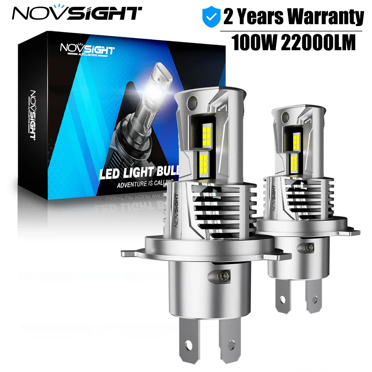 

NOVSIGHT 22000LM 100W Супер яркие фары Canbus Auto H4 Лампа 6500K Белые светодиодные фонари для автомобильных ламп 2026 Новые автомобильные фары