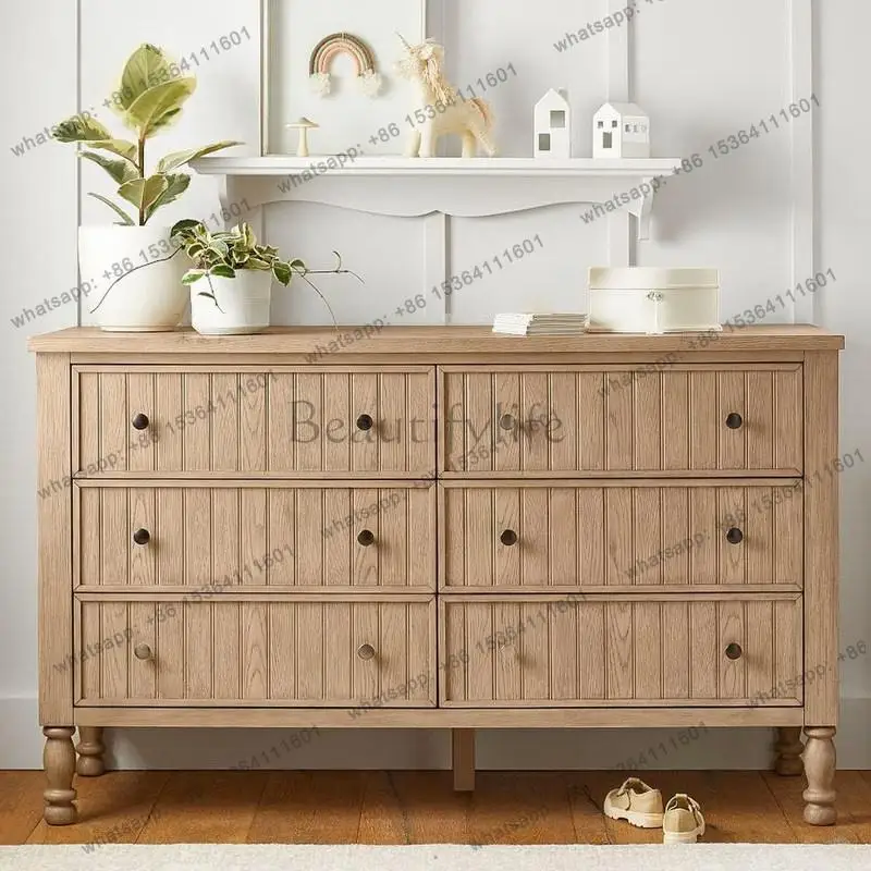 XX. American log wind solid wood six-chest cabinet simple master bedroom locker