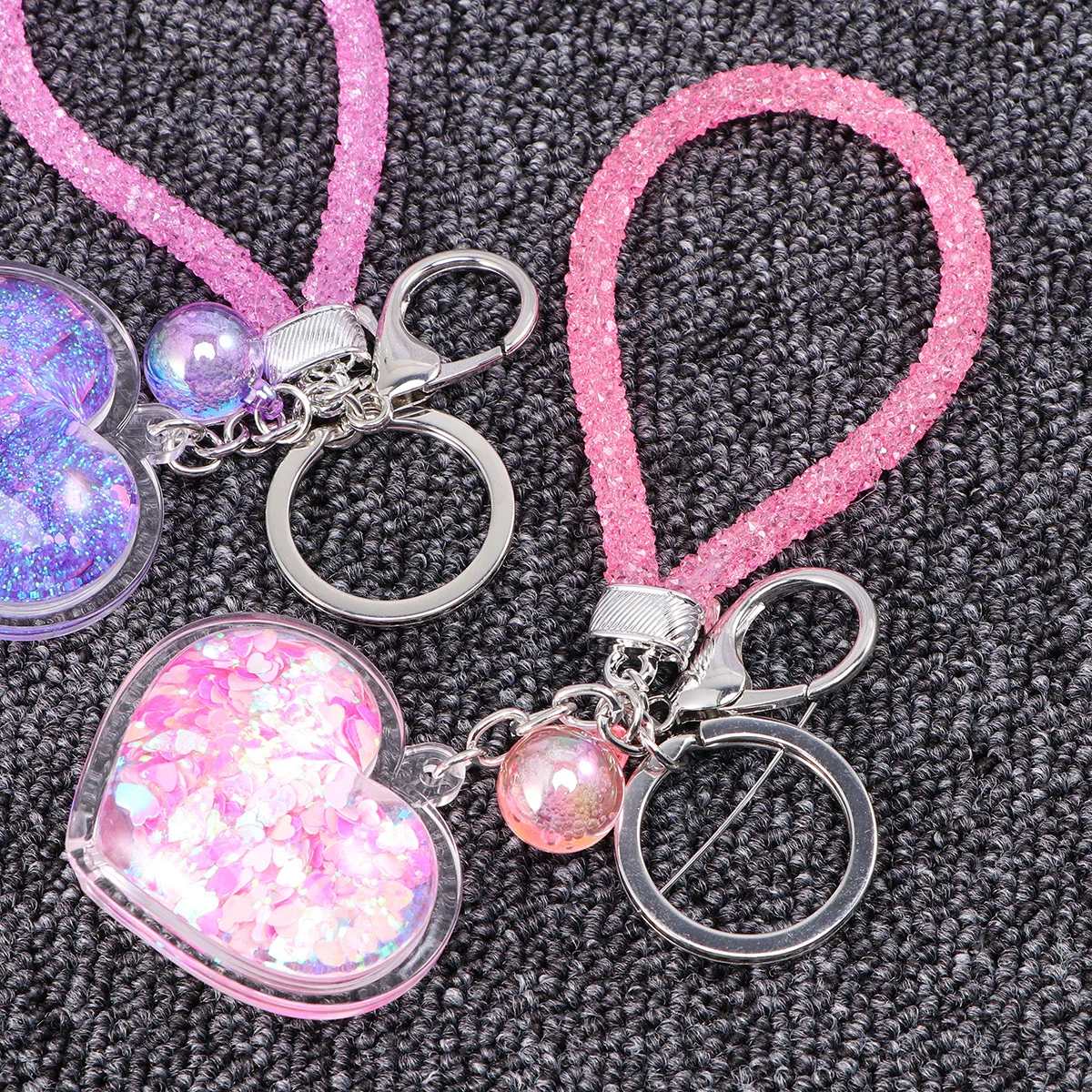 2 قطعة سلسلة المفاتيح الترتر قلادة الحب القلب حقيبة مفتاح حامل الإبداعية هدية عيد ميلاد عيد الميلاد المفاتيح قلادة #6