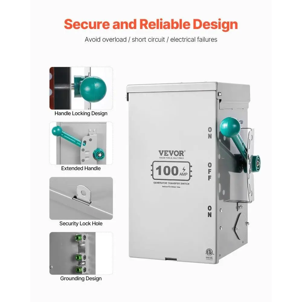 Interruttore di trasferimento manuale 100A 24000W 120240V Scatola di trasferimento di potenza del generatore Uso residenziale
