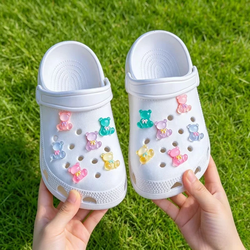 Cute Colorful Bear Shoe Charms Set PVC Decorations for Clogs & Bags Removable DIY Shoe Buckles Accessories for Girls Kids Teens