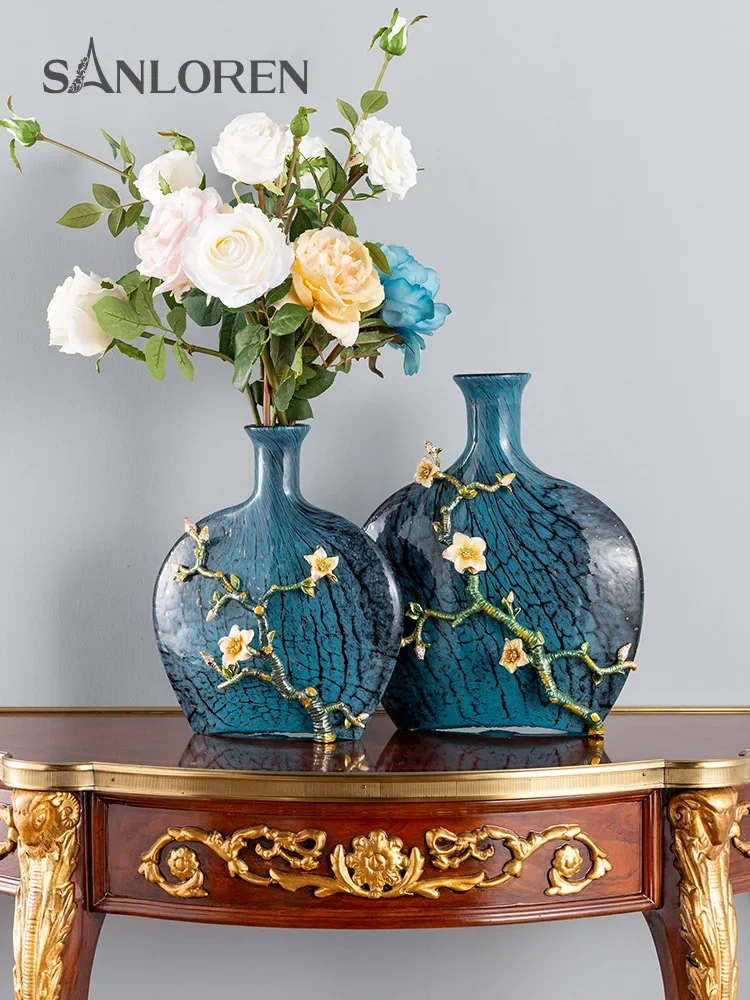 Chinese Vase Enamel Living Room Home Dining Table Decorations Hallway TV Cabinet Ornaments