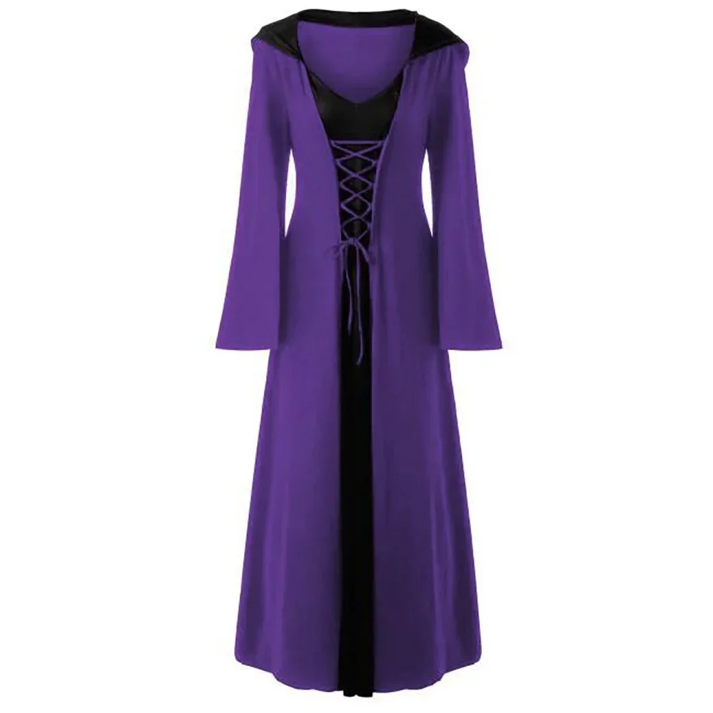 Vestido medieval com renda para mulheres, capa vintage, robe retrô, fantasia de cosplay, halloween, assustador, vampiro, bruxa, vestido longo, S-5XL